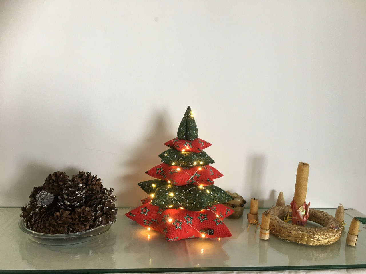 Elegant Christmas Tree Decorated with Velvet Ribbon & Glass Ornaments